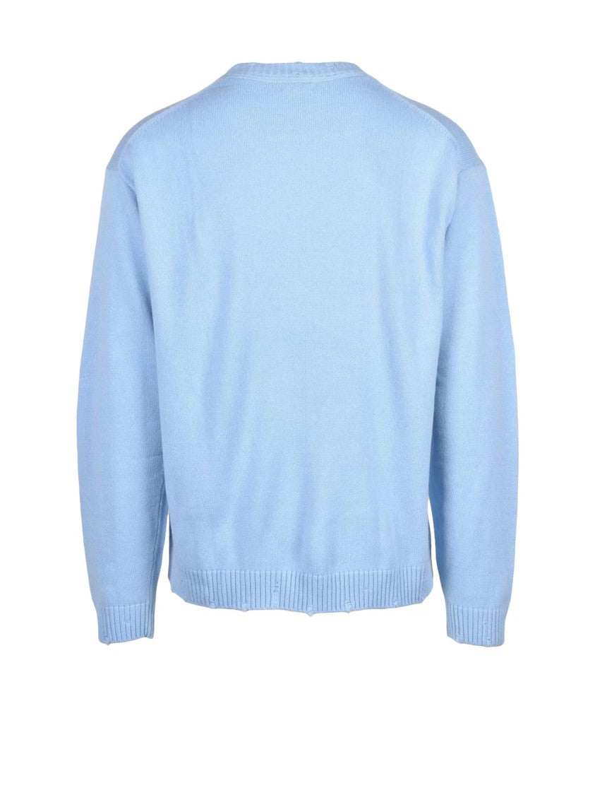 Sun68 Light Blue Merino-Cashmere Crewneck Sweater
