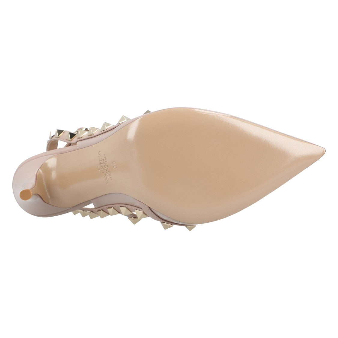 Valentino Patent Rockstud Caged Pump Beige