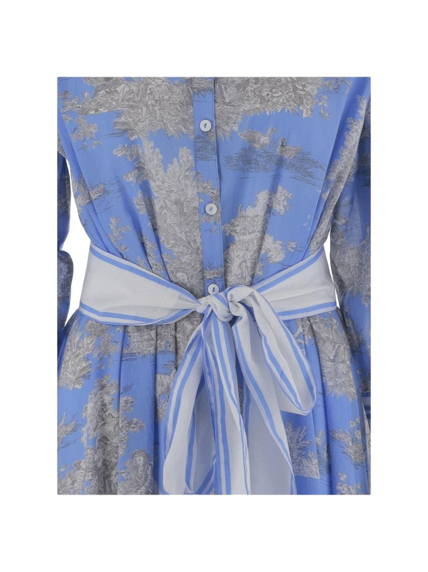 Pep's Cannes Floral-Print Cotton Dress With Mandarin Collar And Ruffled Skirt