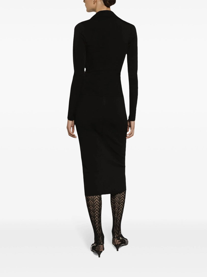 Dolce & Gabbana Black Longuette Stretch Viscose Logo Skirt