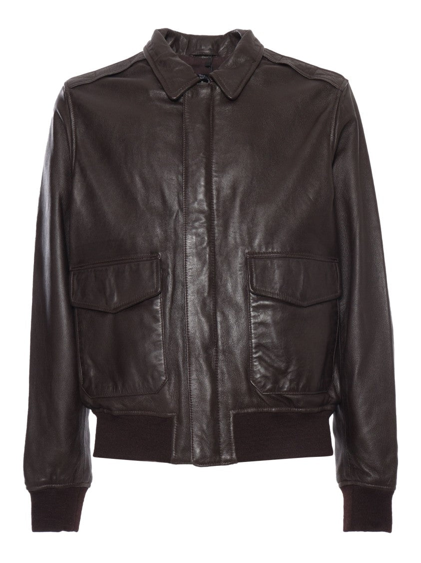 Schott Nyc Classic Brown Leather Bomber Jacket
