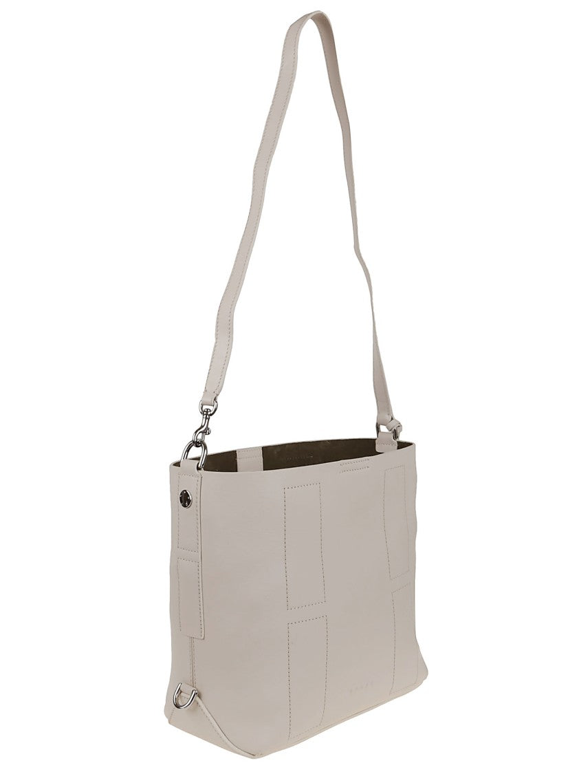 Hogan Structured White Calfskin Shoulder Bag With Adjustable Strap