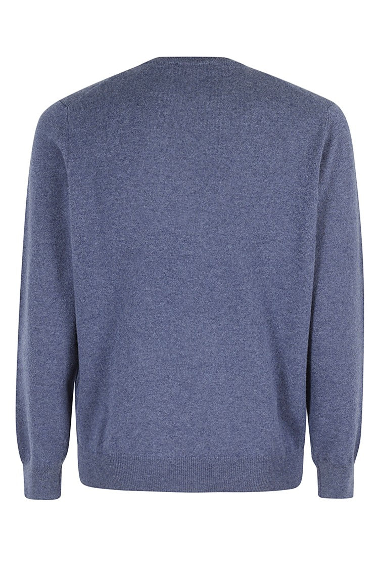 Filippo De Laurentis Cashmere Crew Neck Sweater With Ribbed Cuffs