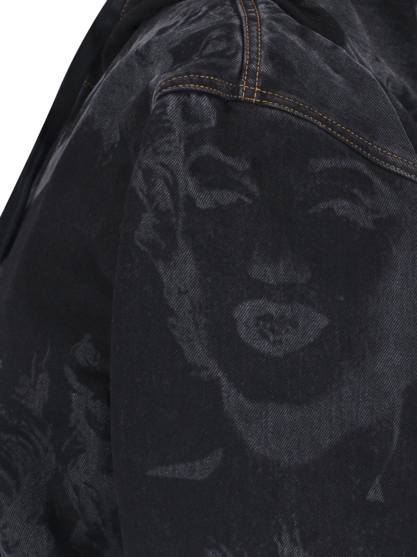 Vaquera Black Artistic Print Cropped Jacket
