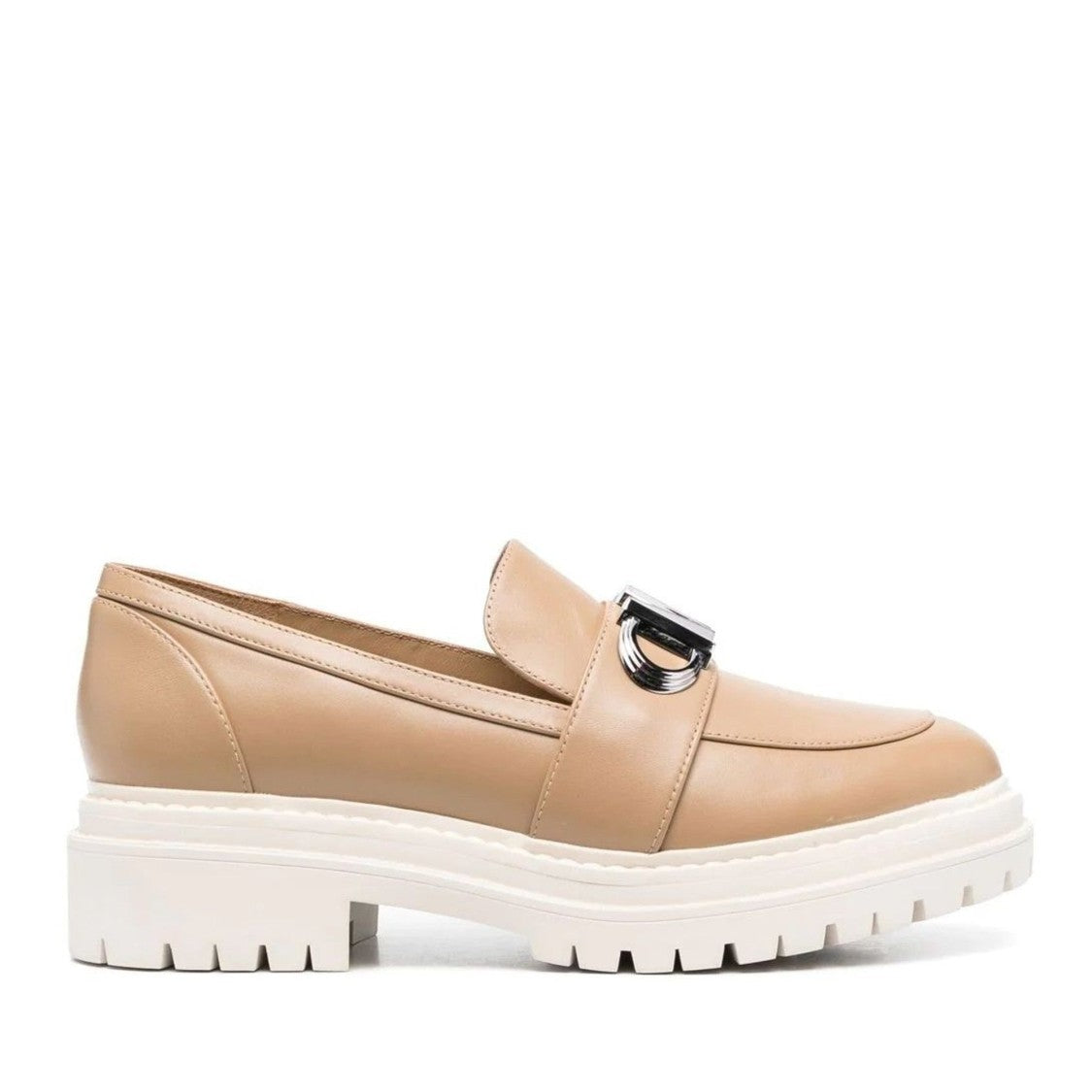 Michael Kors Brown Parker Chunky White Lug Sole Leather Loafers