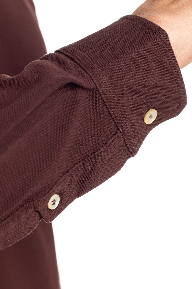Ballantyne Cotton Piquet Long Sleeve Polo