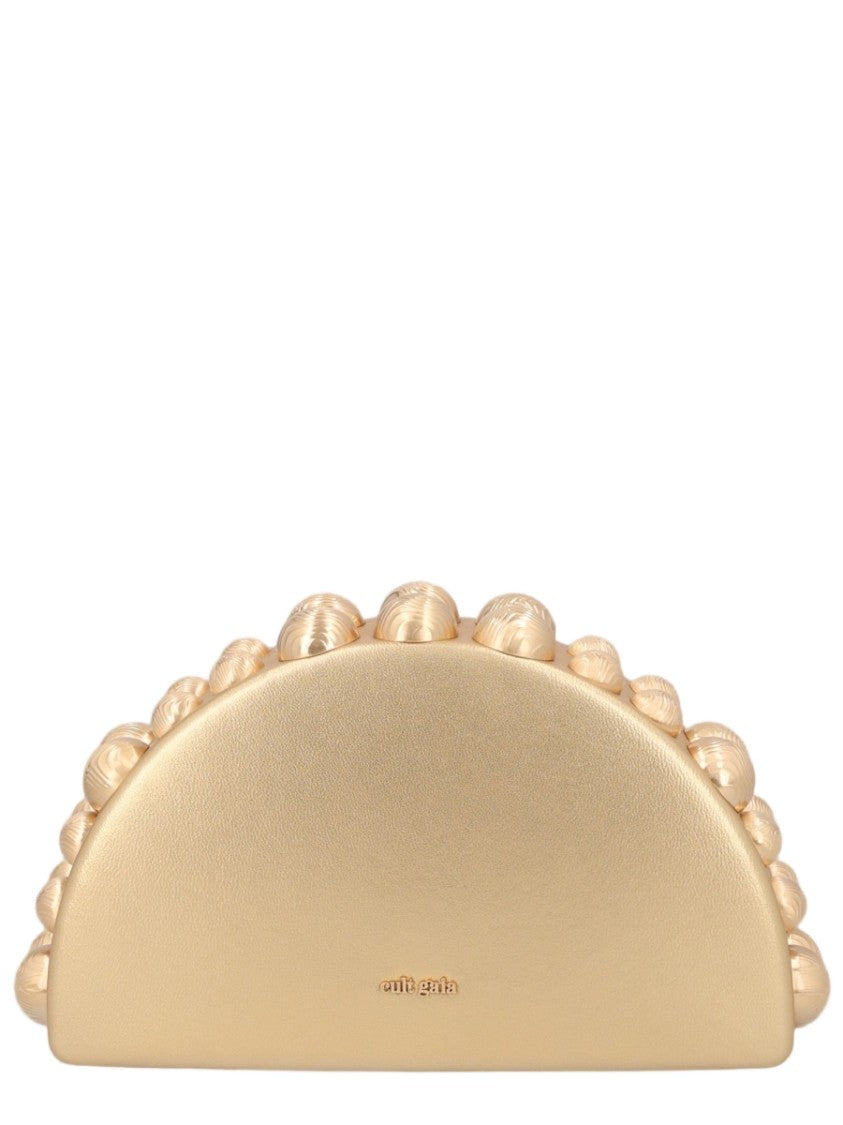 Cult Gaia Semi-Circular Metallic Nappa Handbag With Textured Embellishments
