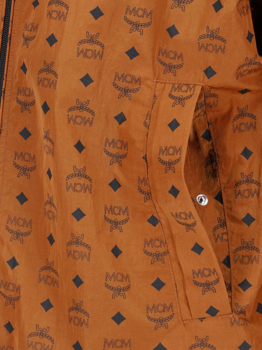 Mcm Brown Monogram Printed Hooded Jacket