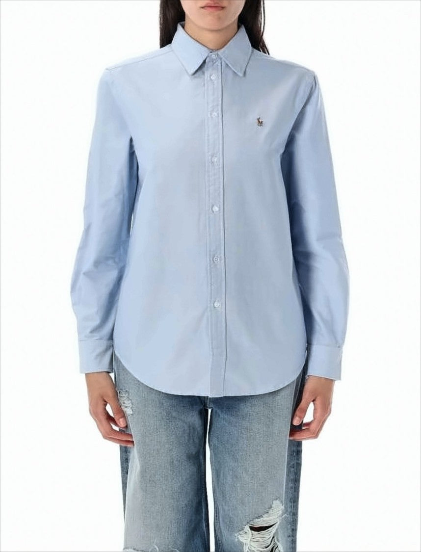 Polo Ralph Lauren Light Blue Textured Button-Up Shirt With Pointed Collar
