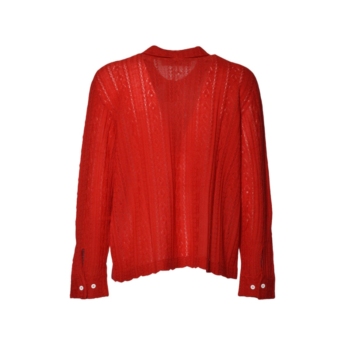 Séfr Long-Sleeved Textured Knit Shirt With Classic Collar And Contrast Buttons