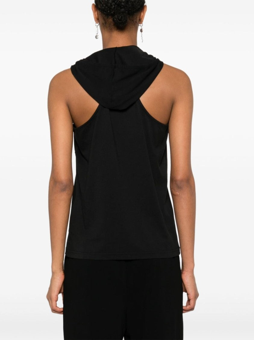 Courrèges Hooded Sleeveless Black Top