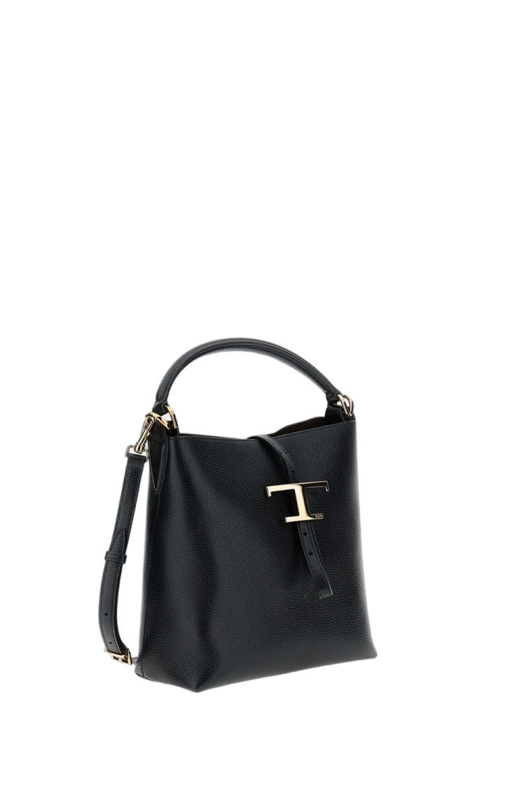 Tod's Timeless Mini Bucket Bag With Structured Silhouette And T Pendant