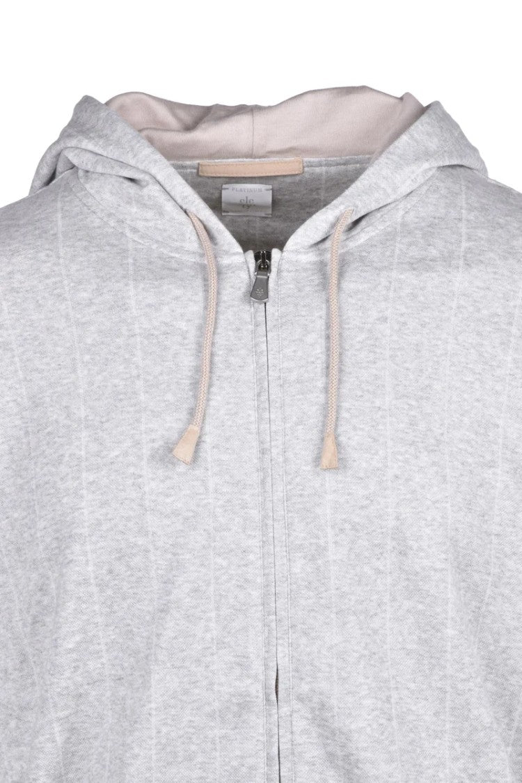 Eleventy Zip Sweatshirt Cashmere Silk - Light Grey
