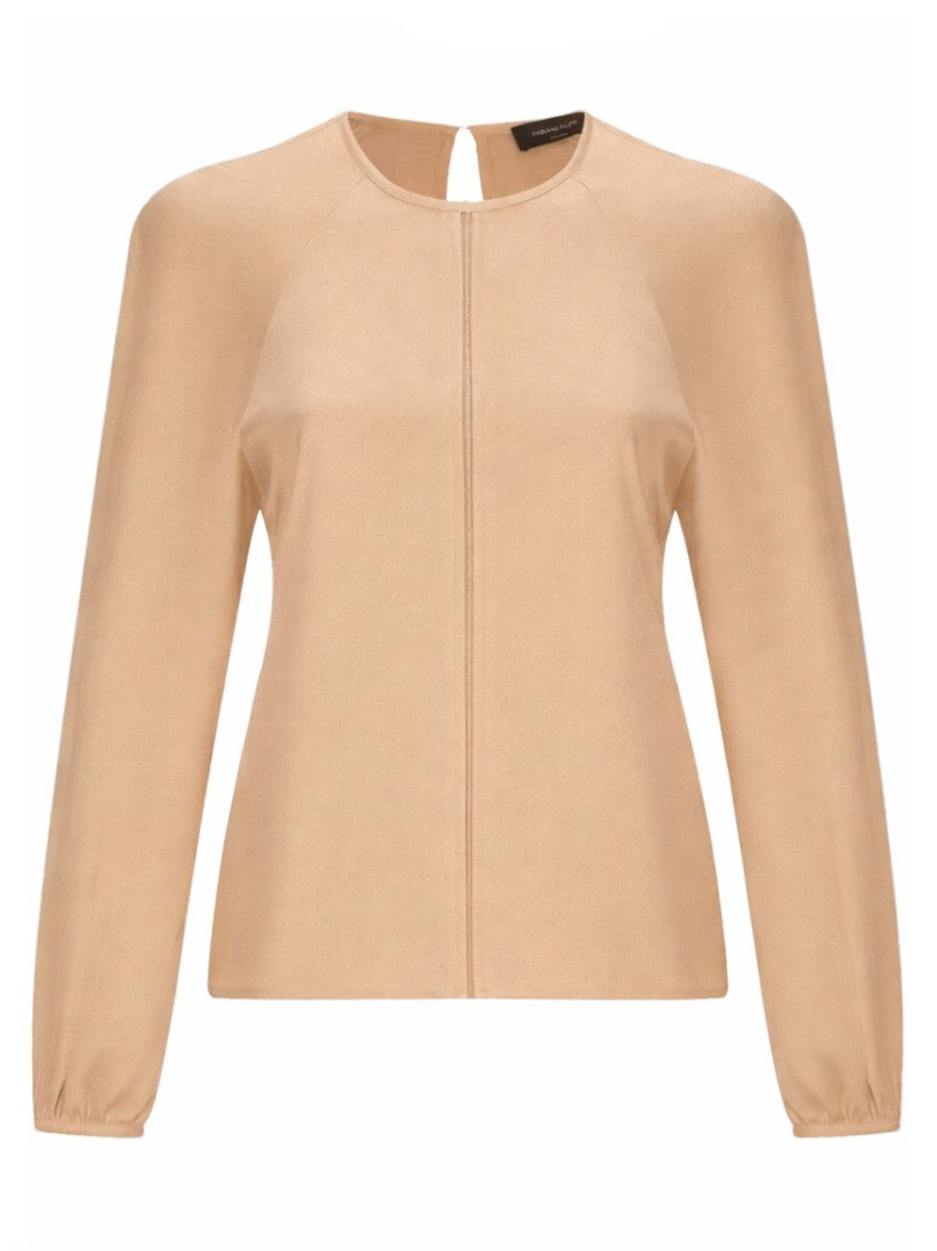Fabiana Filippi Long-Sleeved Viscose Keyhole Top