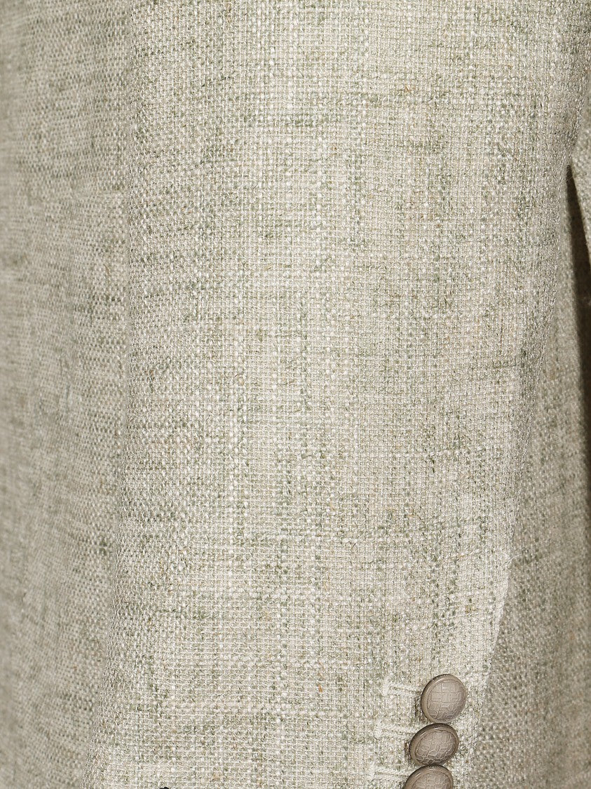 Tagliatore Beige Textured Single Breasted Jacket