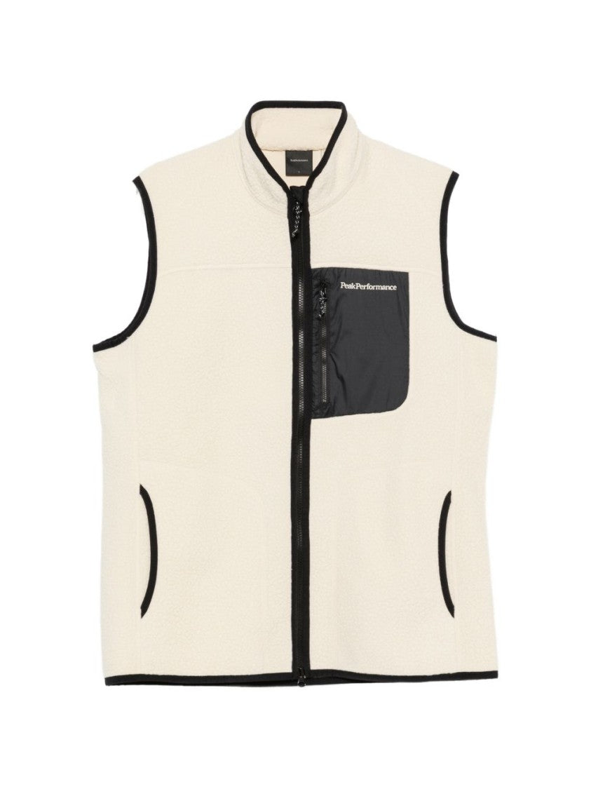 Peak Performance Textured High-Collar Zippered Sleeveless Jacket
