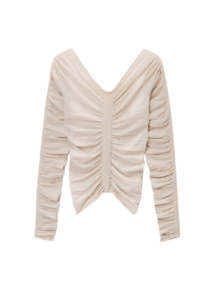 Alexander Wang V Neck Ruched Pullover Cement