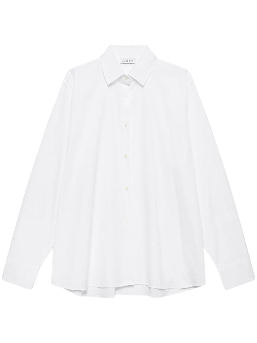 Anine Bing Relaxed-Fit White Button-Down Shirt With Curved Hem