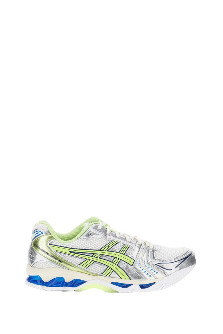 Asics Metallic Silver Sneakers With Neon Green Accents