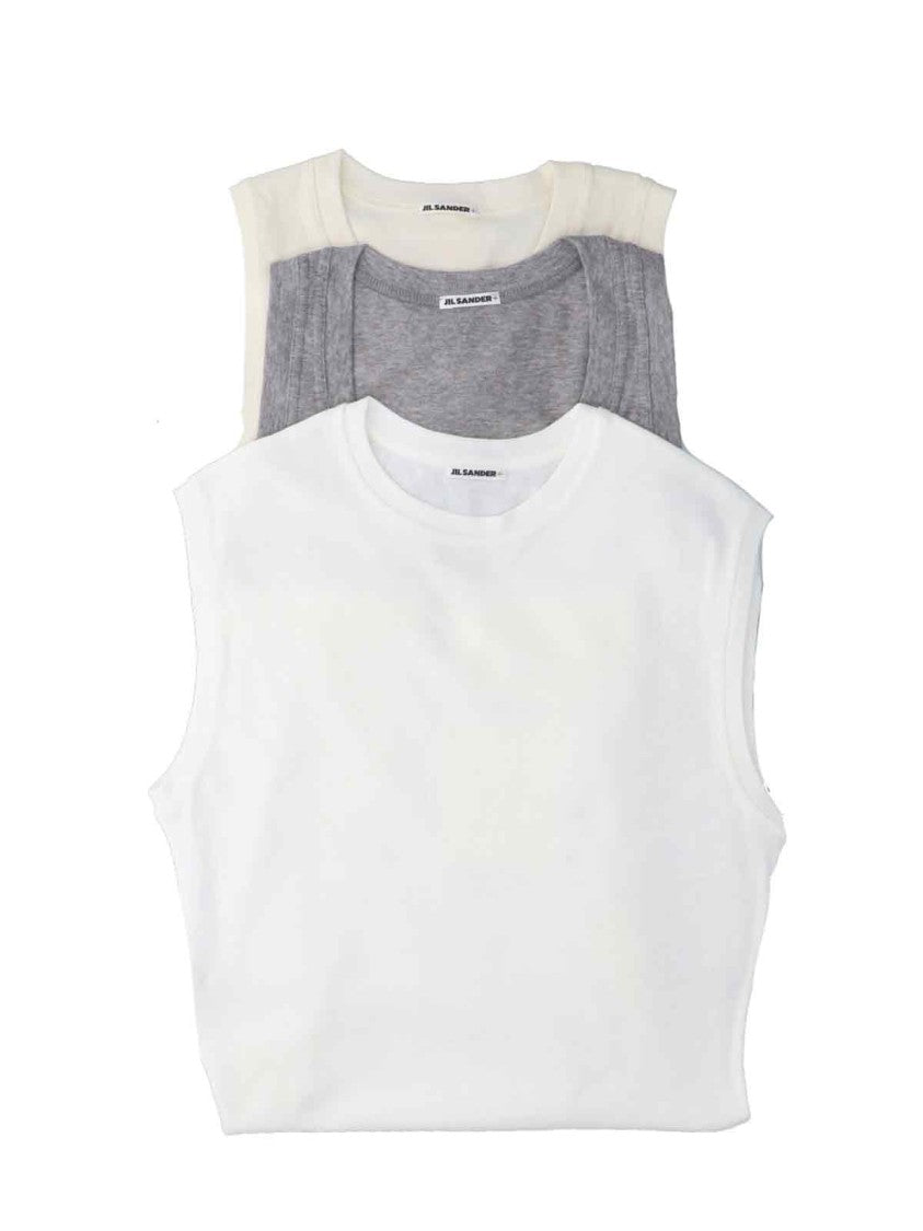 Jil Sander 3-Pack Tank Tops – White/Beige/Grey