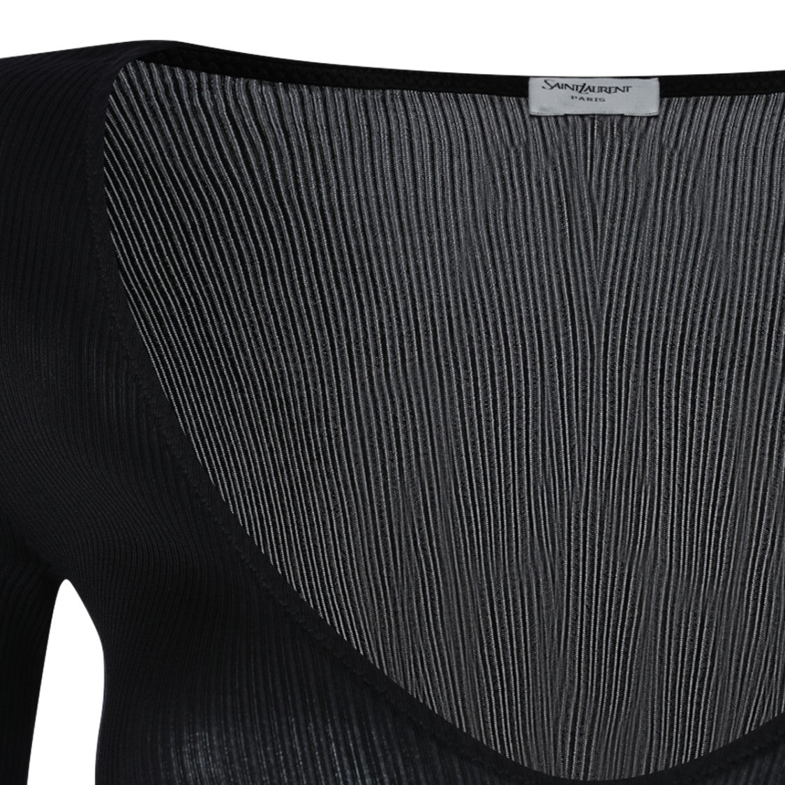 Saint Laurent Black Ribbed Silk Top