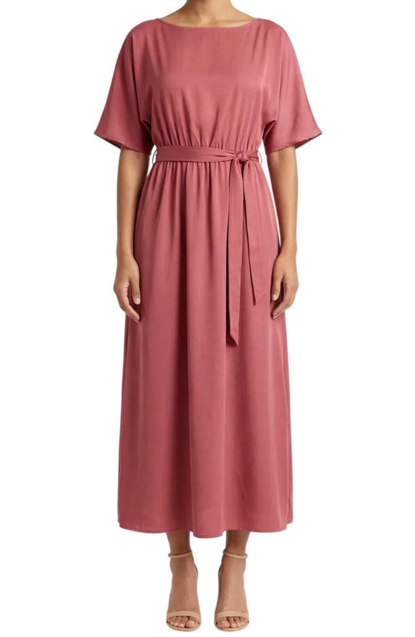 Weekend Versatile Crewneck Short Sleeve Belted Dress