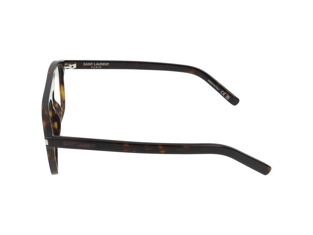 Saint Laurent Havana Translucent Tortoiseshell Square Frame Eyeglasses