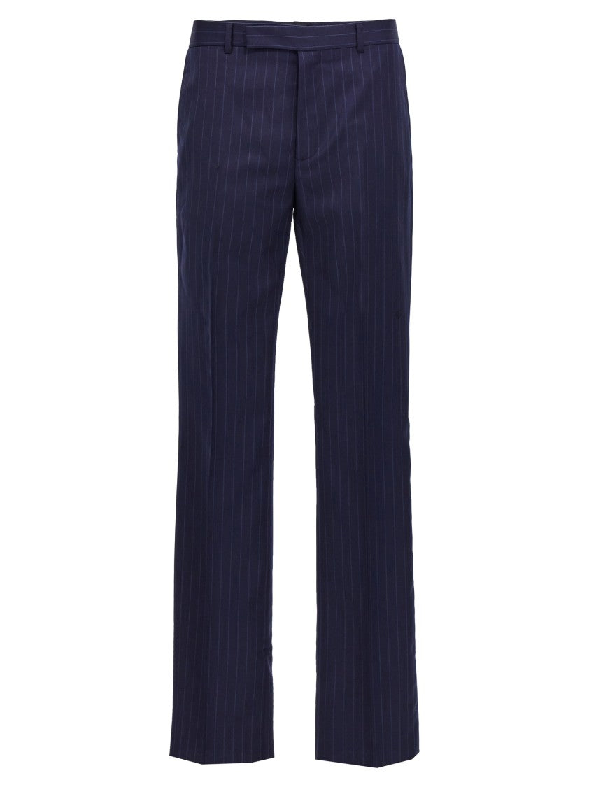 Givenchy Tailored Blue Pinstripe Pants With Stretched Pleat