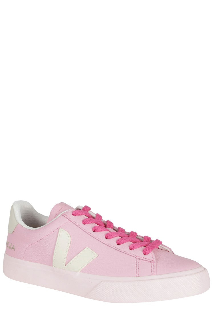 Veja Pink Campo Leather Side-Logo Leather Sneakers
