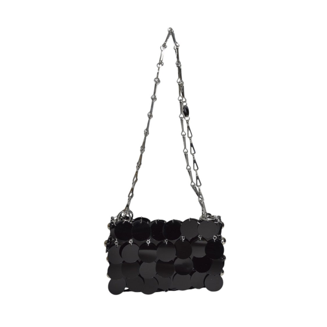 Rabanne Black Faille Sparkle Bag With Studs