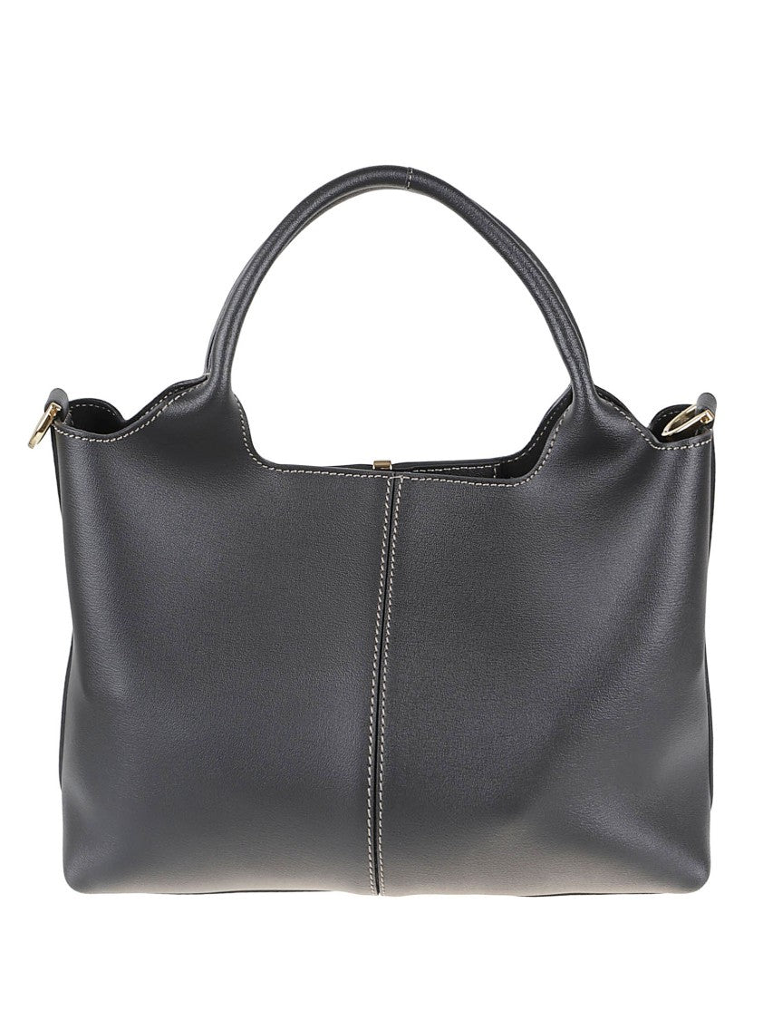 Tod's Structured Black Calfskin Handbag With Minimalist Design