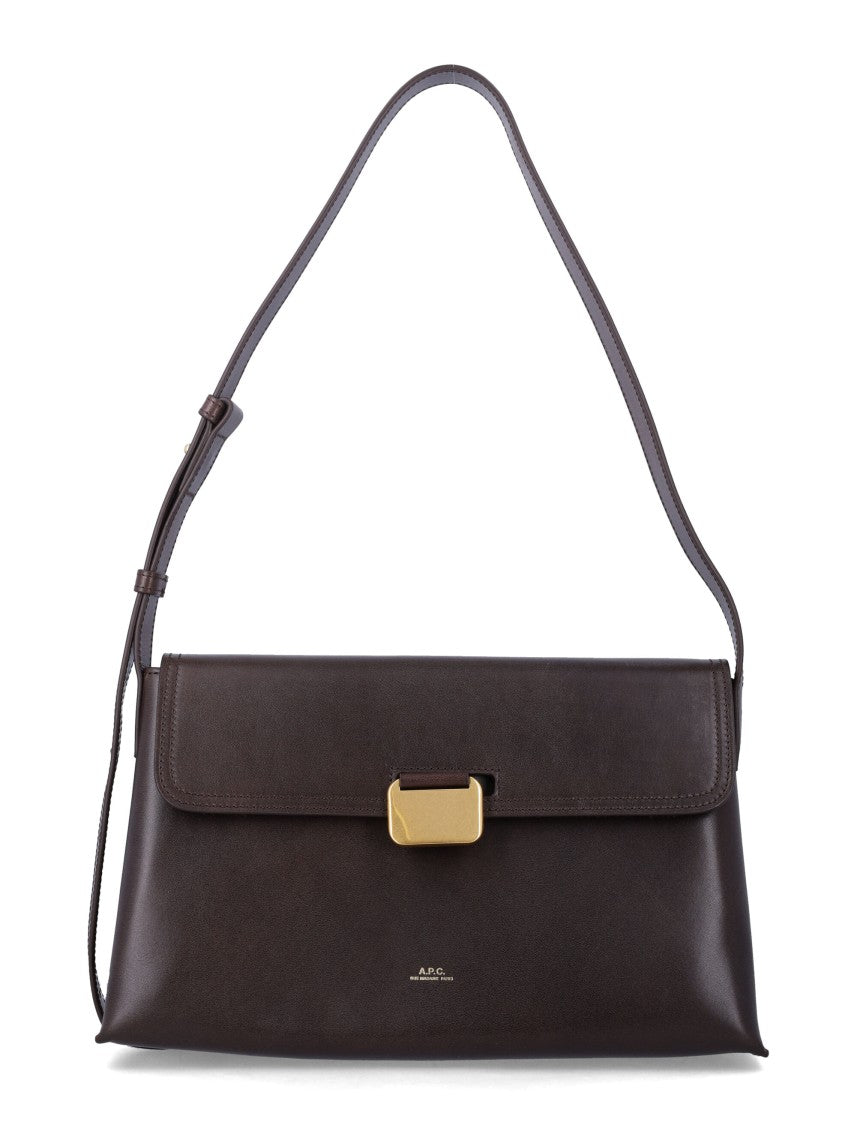 A.P.C. Smooth Leather Gold Clasp Shoulder Bag