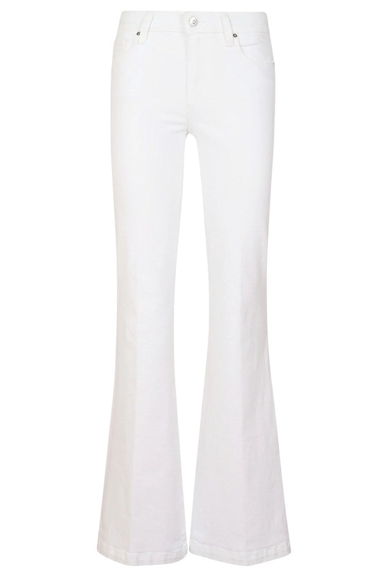 Paige White Genevieve Belt Loops Flared Cotton Jeans