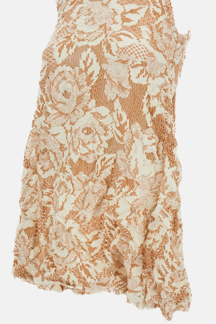 Comme Des Garçons Shirred Floral Embroidered Structured Top