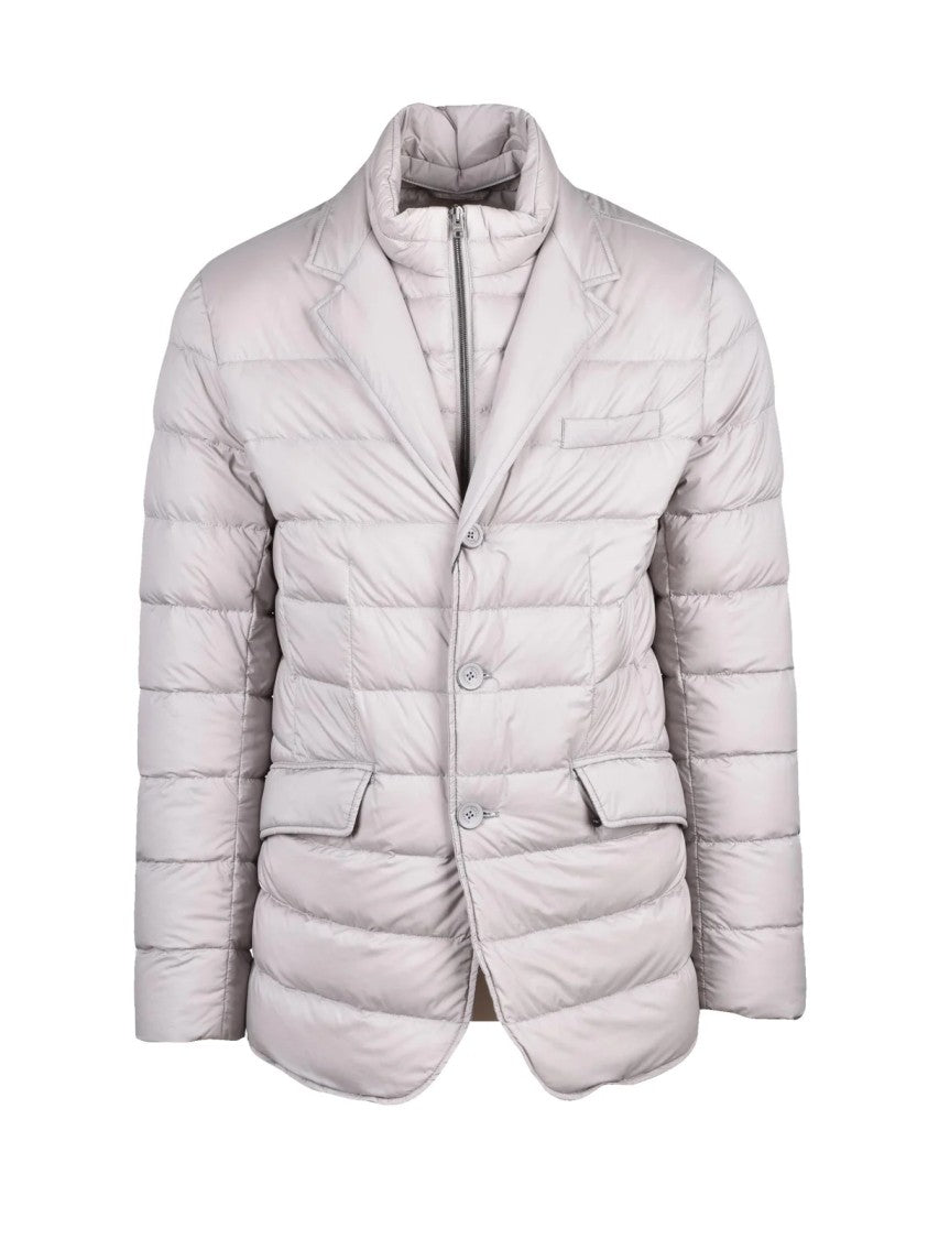 Herno Light Grey Quilted Polyamide Down Jacket