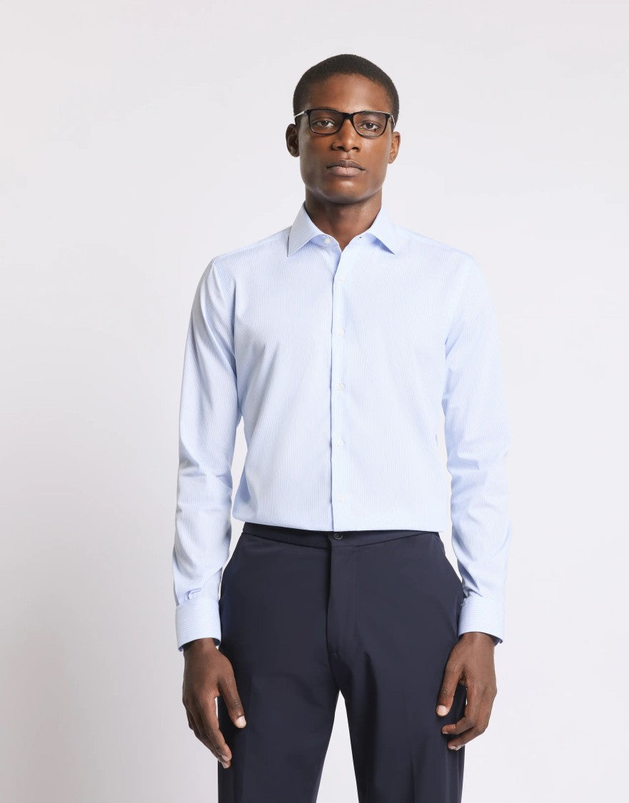 Fay French Collar Travel Shirt In Electric Blue