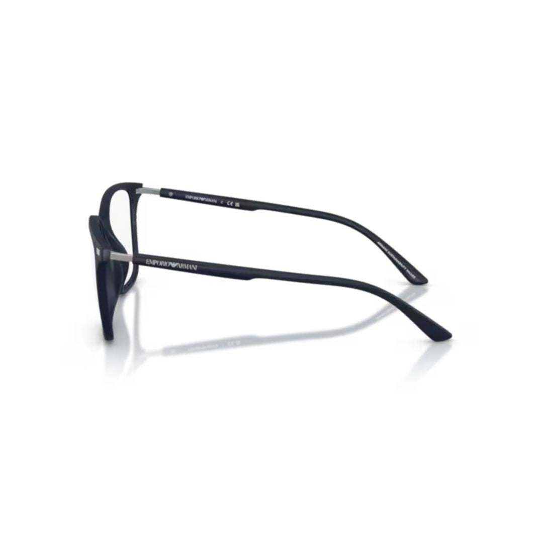 Emporio Armani 0Ea3242u Rectangular Black Eyeglasses With Metallic Accents