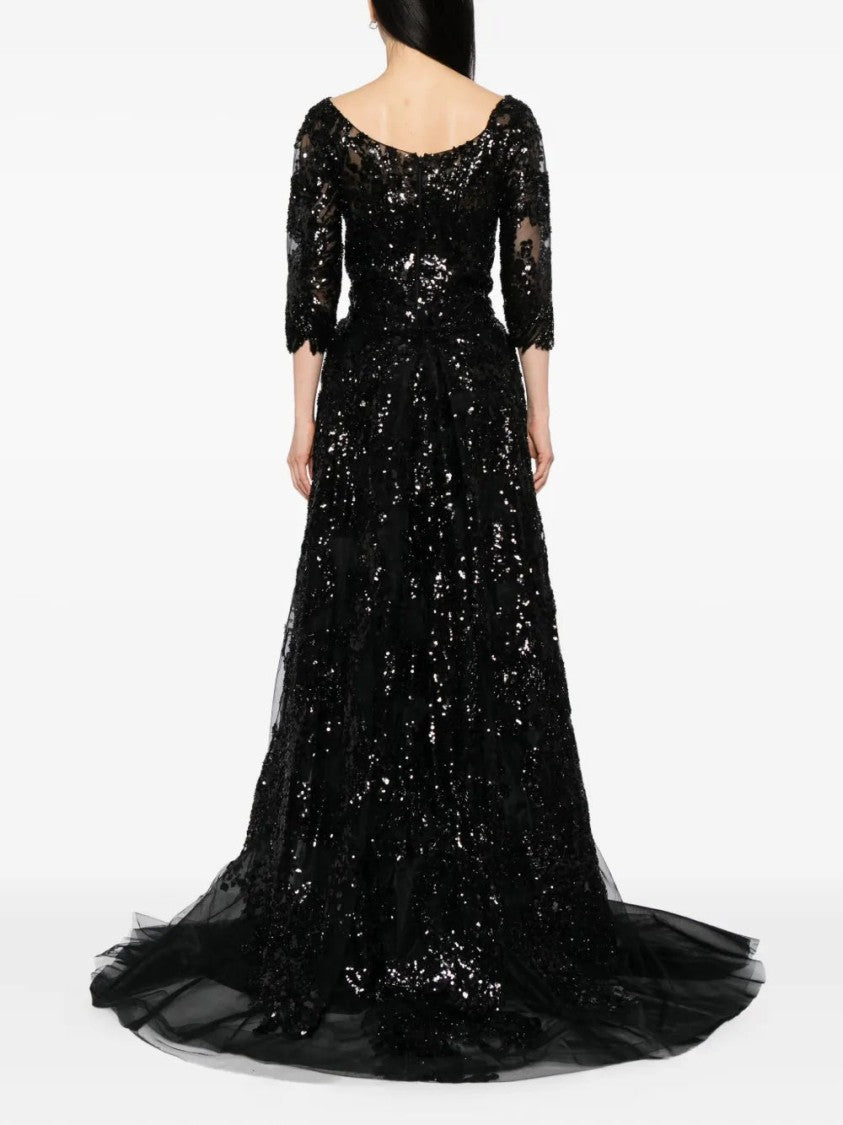 Saiid Kobeisy Embroidered Long Dress With Overskirt