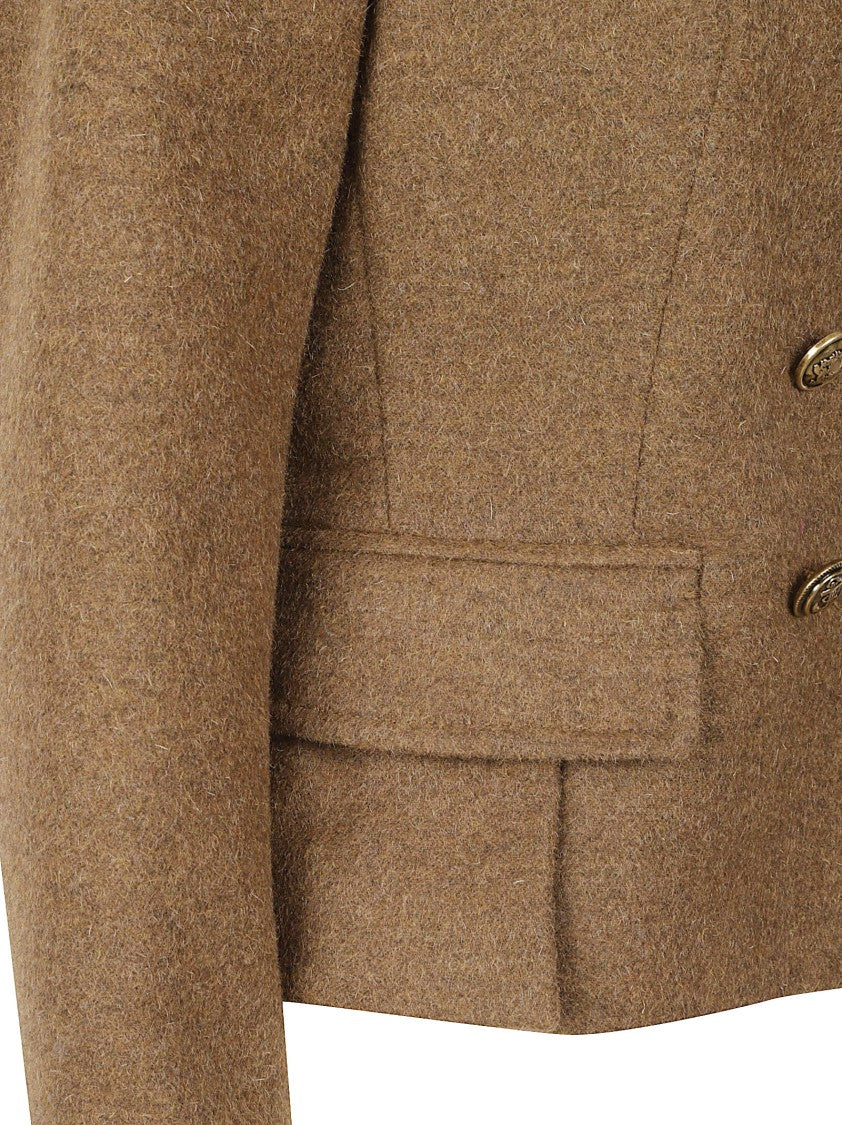 Ermanno Scervino Cropped Double-Breasted Jacket With Structured Shoulders And Textured Finish