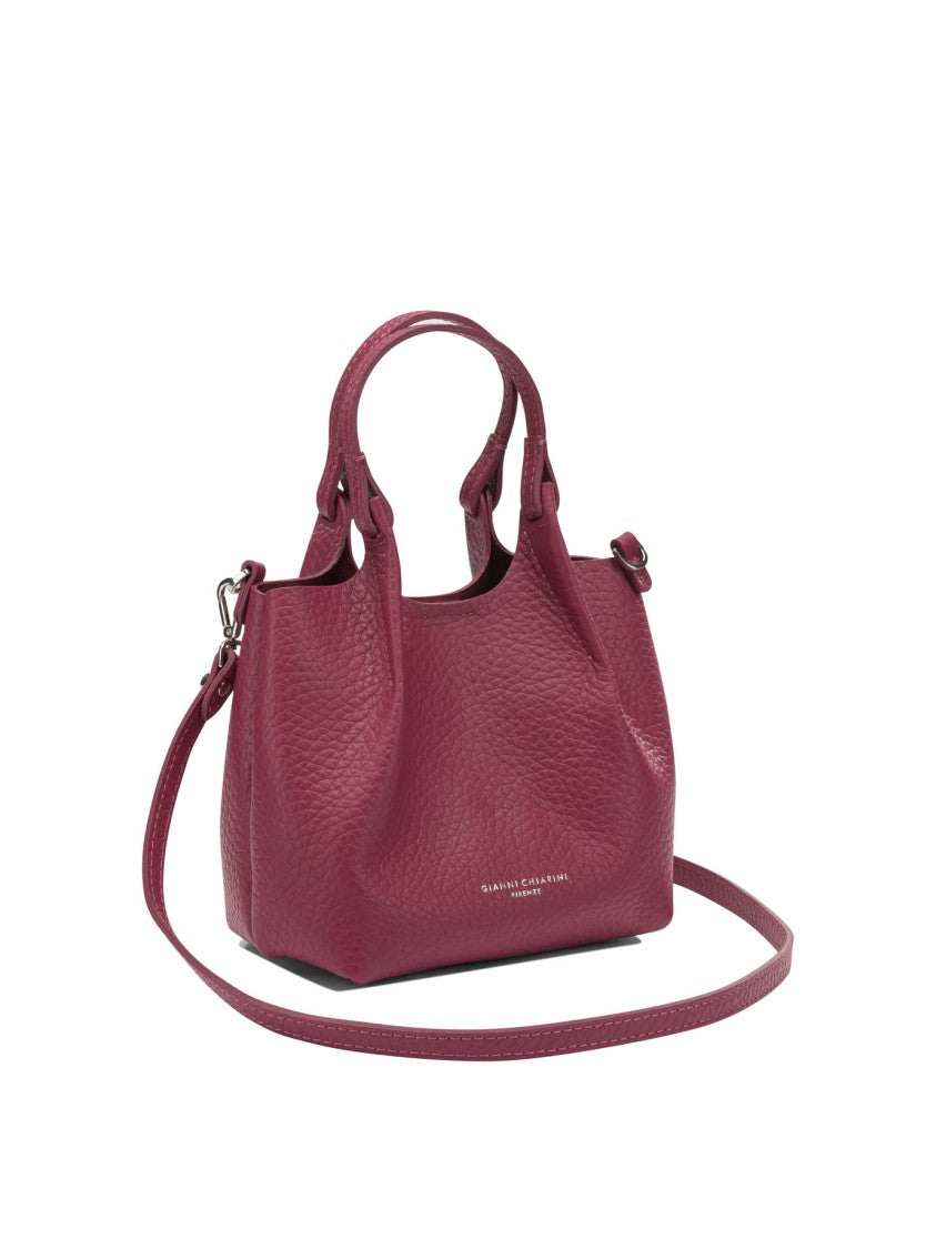 Gianni Chiarini Textured Fuchsia Leather Shoulder Bag With Knot Details