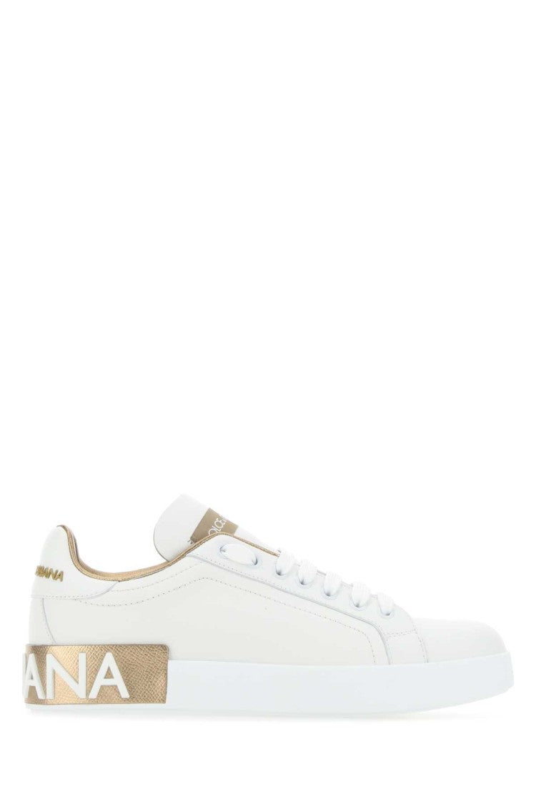 Dolce & Gabbana White Nappa Leather Portofino Sneakers