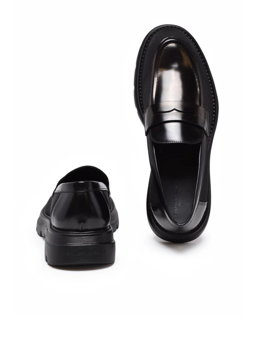 Stuart Weitzman Black Club La Penny Leather Loafers