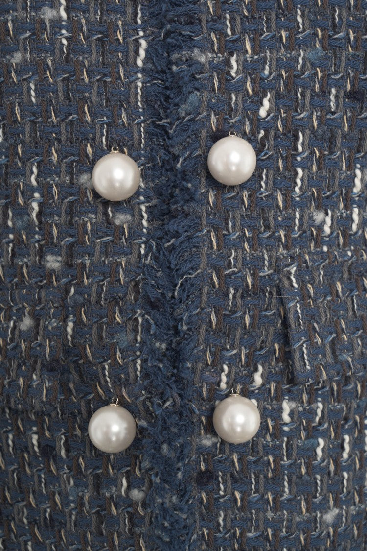 Liu Jo Cropped Bouclé Blazer With Frayed Edges