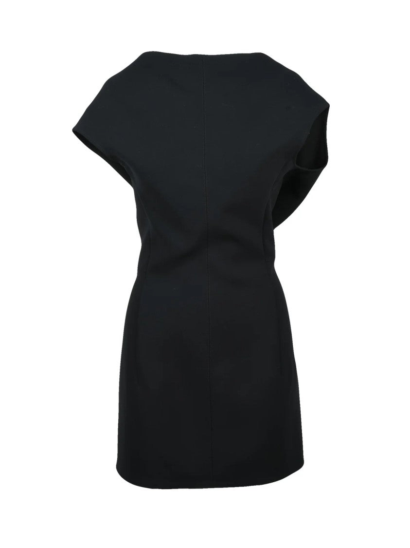 Jacquemus Asymmetric Black Dress With Boat Neckline And Back Zipper Closure