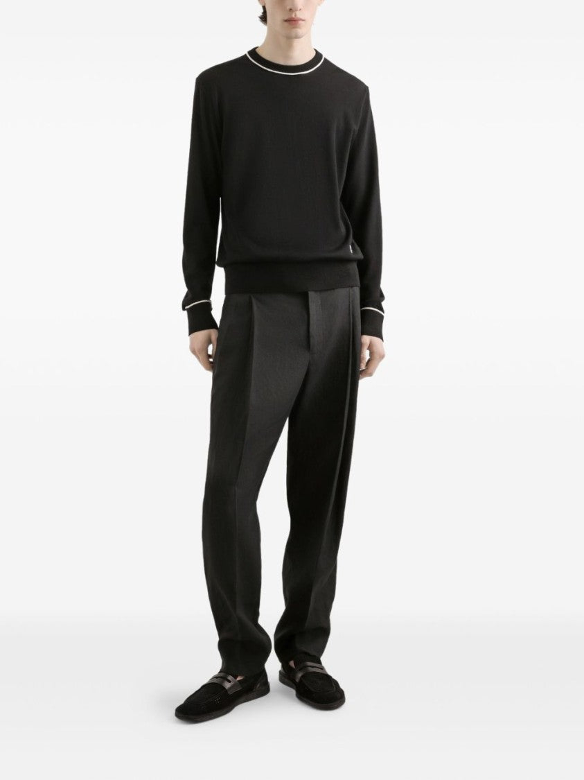 Dolce & Gabbana Crew Neck Black Wool Sweater