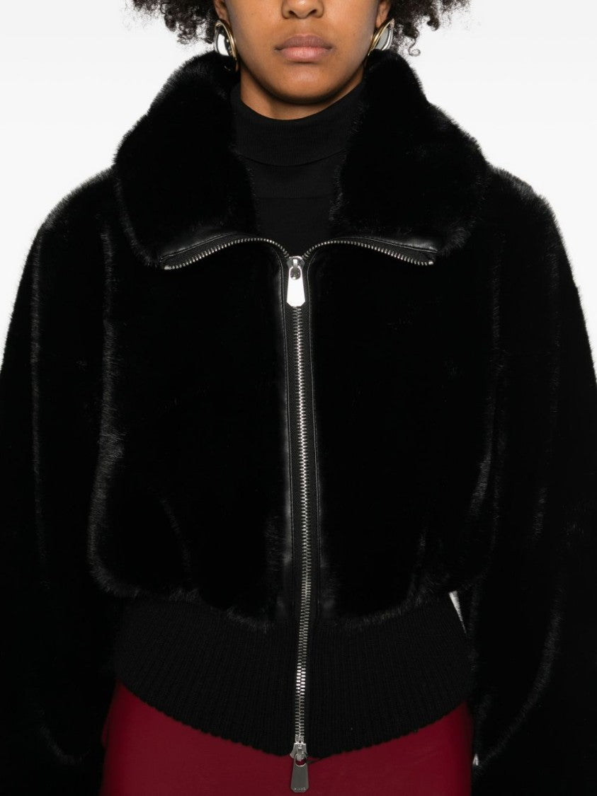 Pinko Bomber Jacket With Plush Fur-Effect Fabric