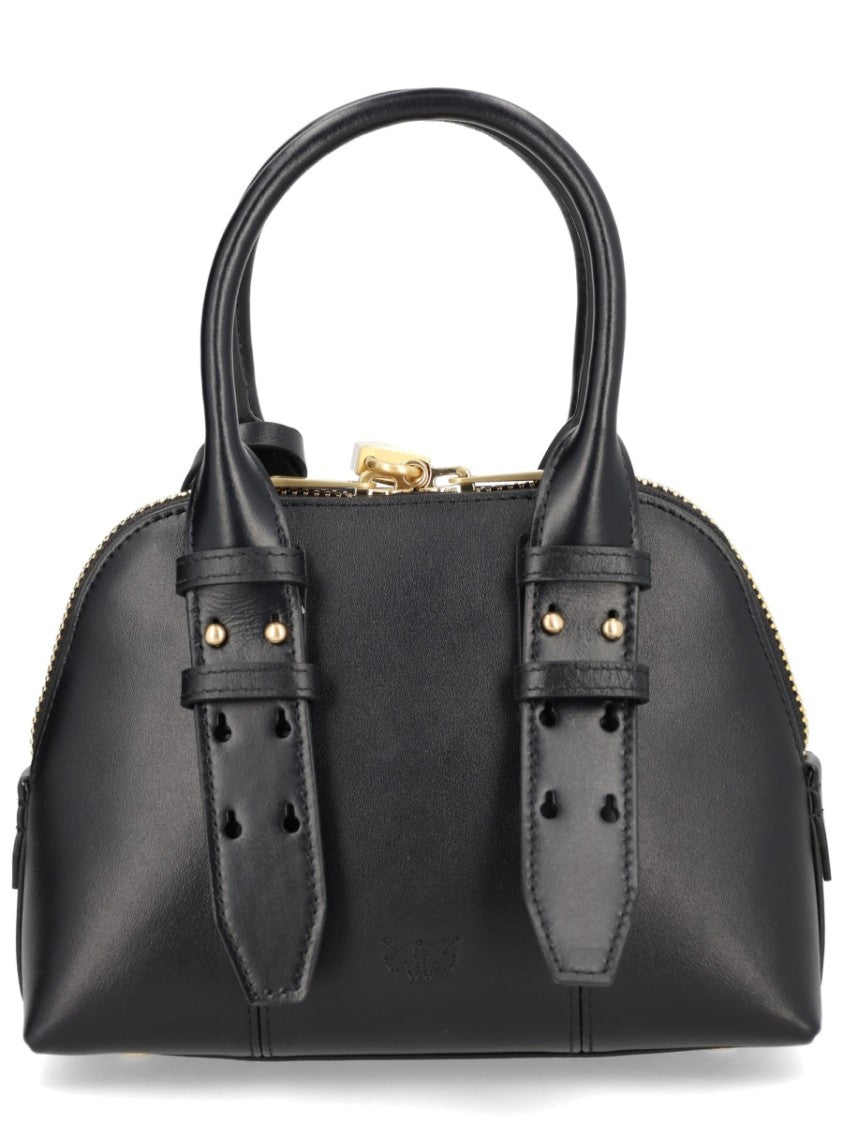 Pinko Black Leather Bowling Mini Escape Bag