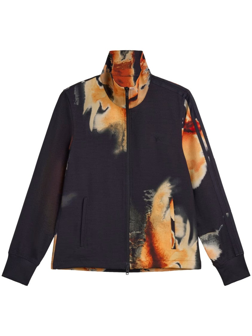 Y-3 High Collar Sweater With Abstract Fiery Pattern