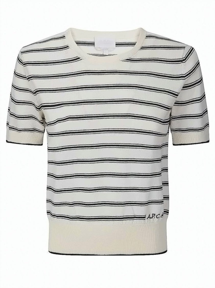A.P.C. Short-Sleeved Fitted Sweater With Horizontal Stripes