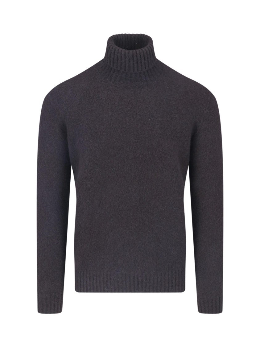 Drumohr Textured Wool Turtleneck Sweater With Ribbed Finishing